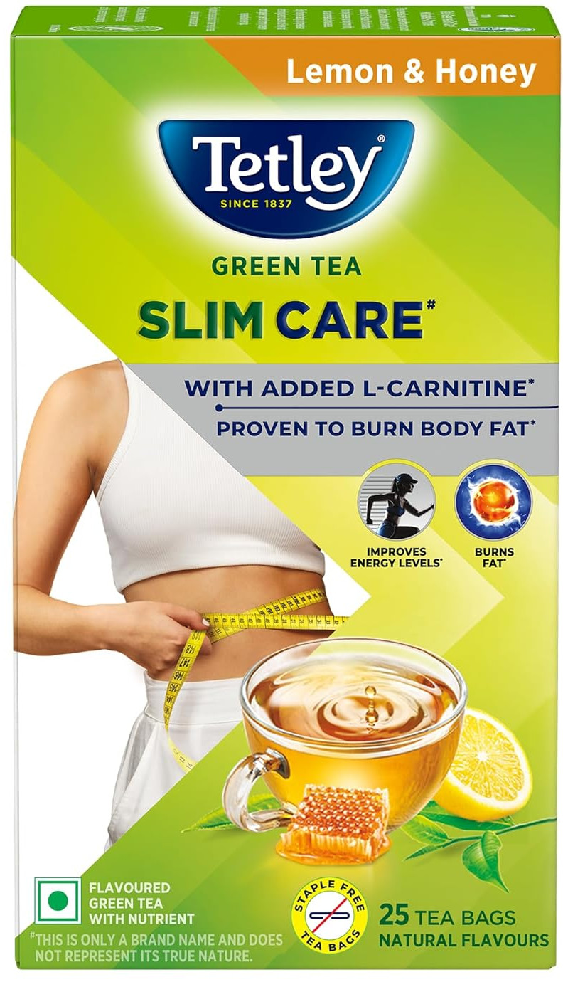 Tetley Green Tea Slim Care Lemon and Honey 25 cup Burn Body Fat,Boost Energy