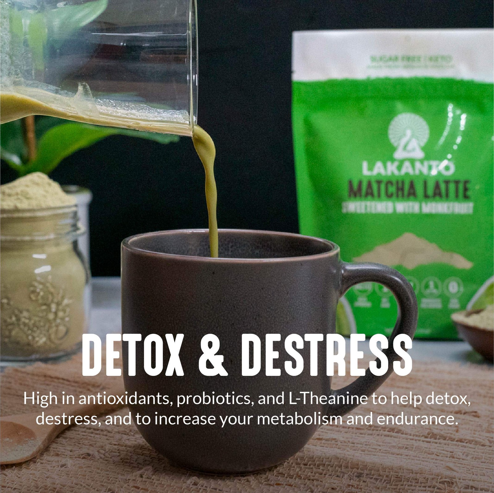 Sugar Free Matcha Latte – Green Tea Powder with Shelf Stable Probiotics and F…