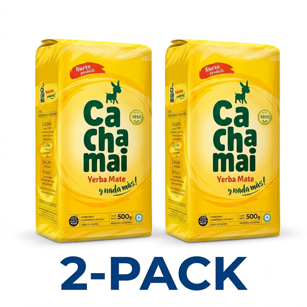 Cachamai Yerba Mate Argentina con Palo, 500 g / 1.1 lb (2-PACK)