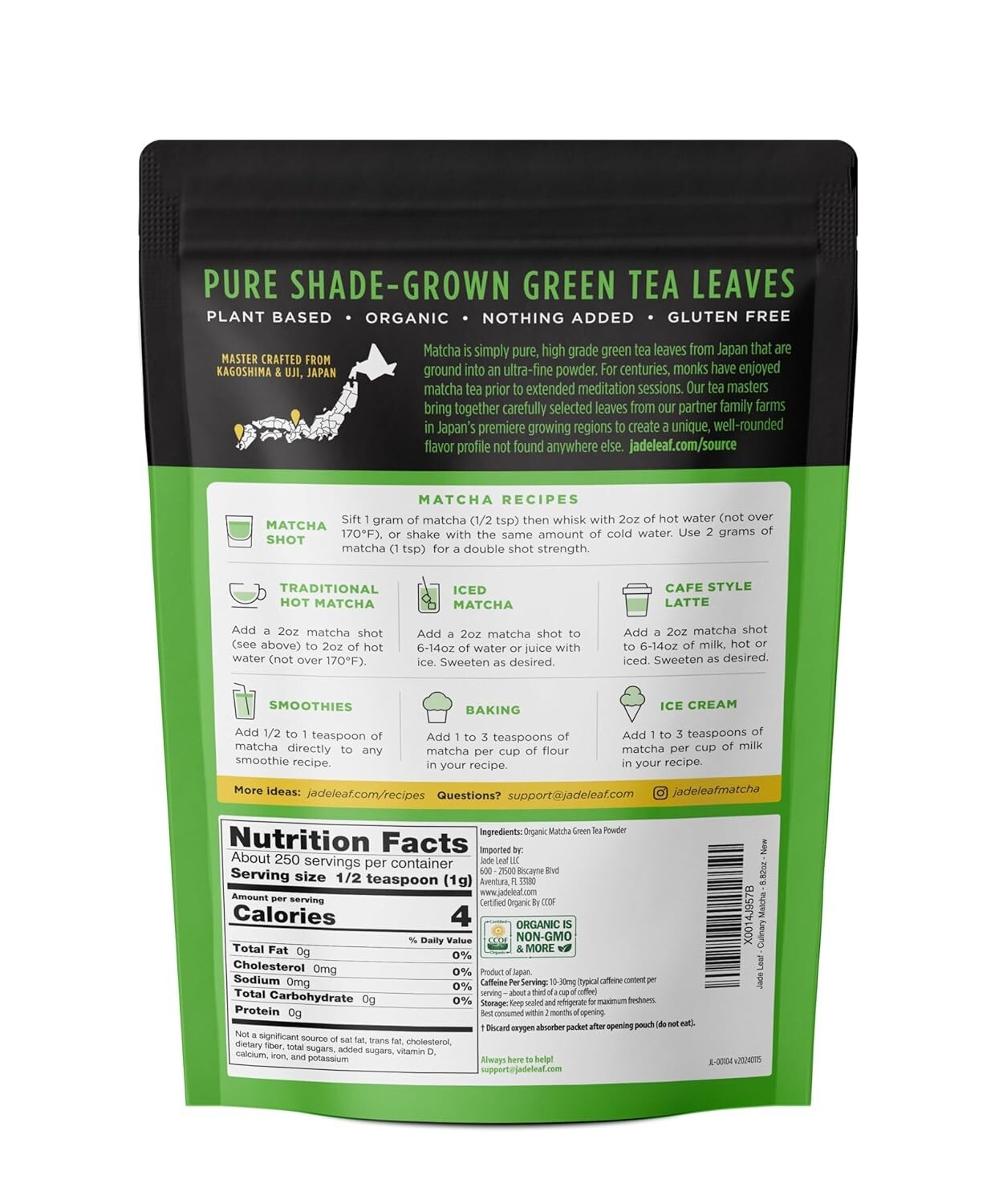 Jade Leaf Matcha Organic Green Tea Powder – Culinary Grade premium secondHarvest