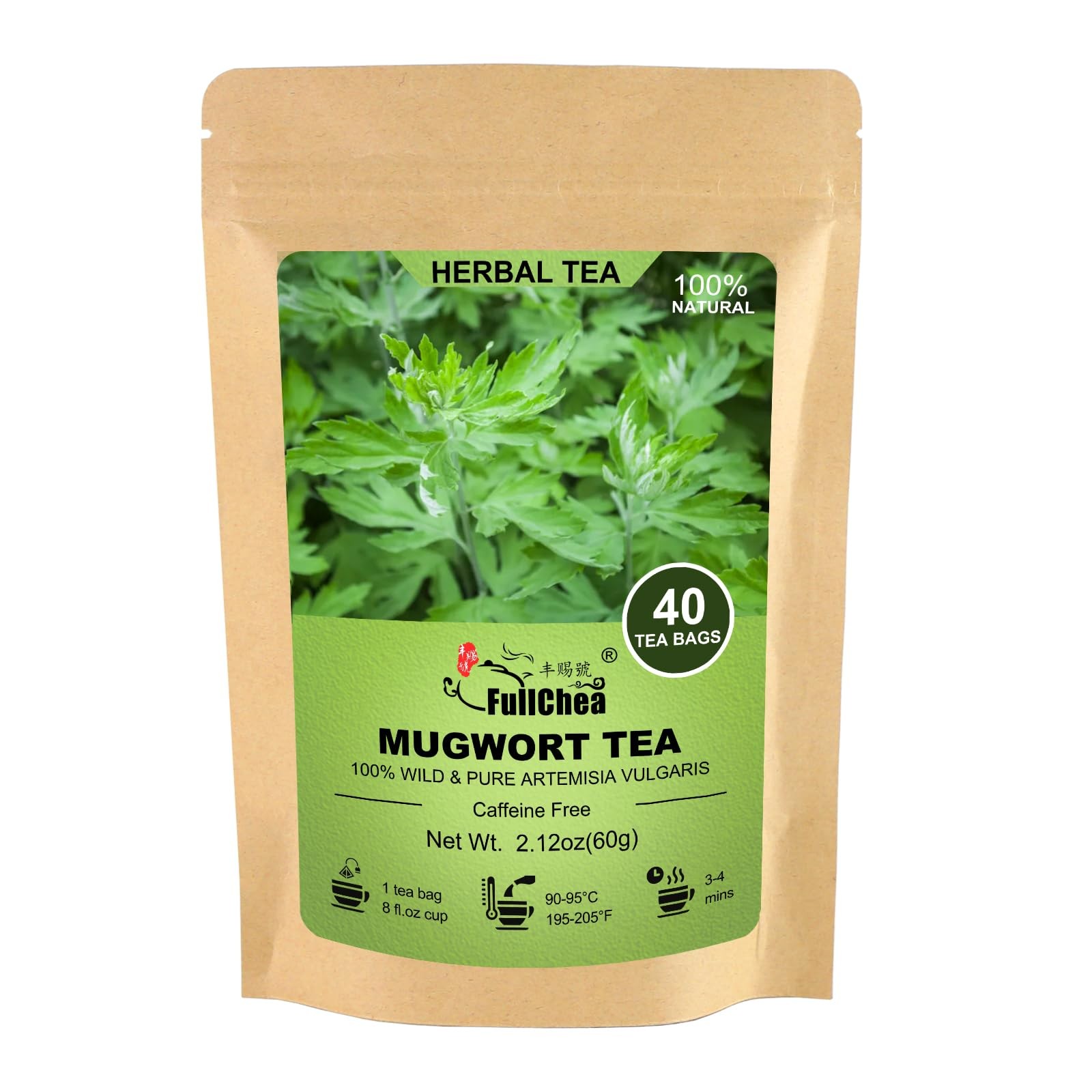 Mugwort Tea Bag 40 Teabags, 1.5g/bag 100% Pure Mugwort leaves Herbal Tea R…