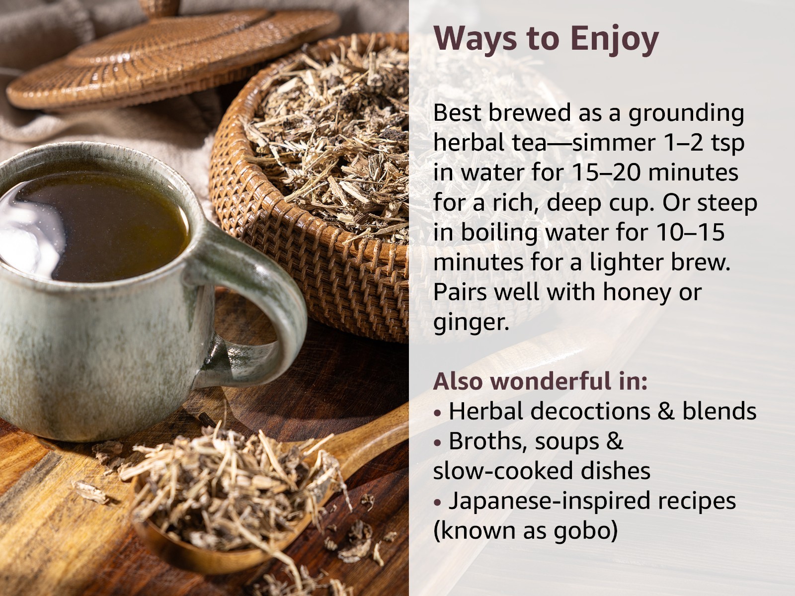 Burdock Root Tea – Dried Cut & Sifted Arctium Lappa Loose Herbal Tea