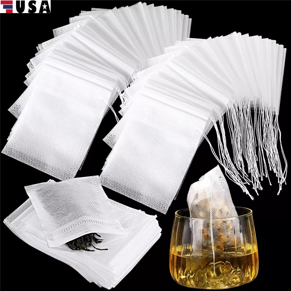 400× Tea Bags Disposable Drawstring Flip Empty Teabags Herb Loose Teas Filters
