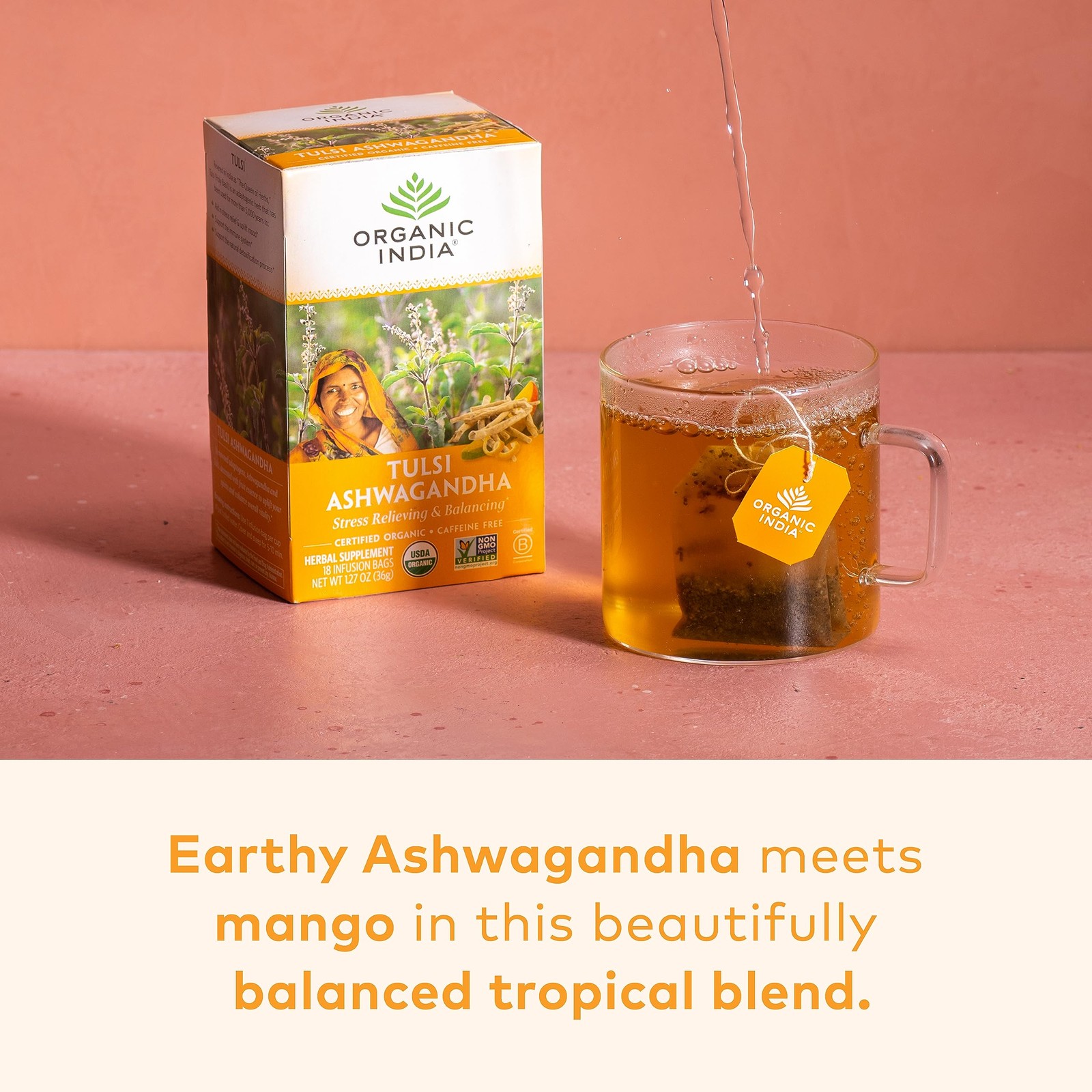 Tropical Herbal Tea With Ashwagandha And Tulsi Stress Relief Caffeine Free 18…