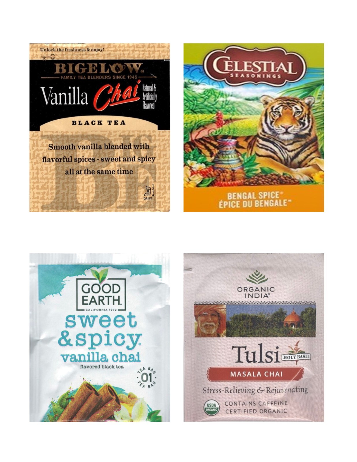 Flavored Chai Tea Bag Sampler Variety Pack – 24 Single-Serve Varieties