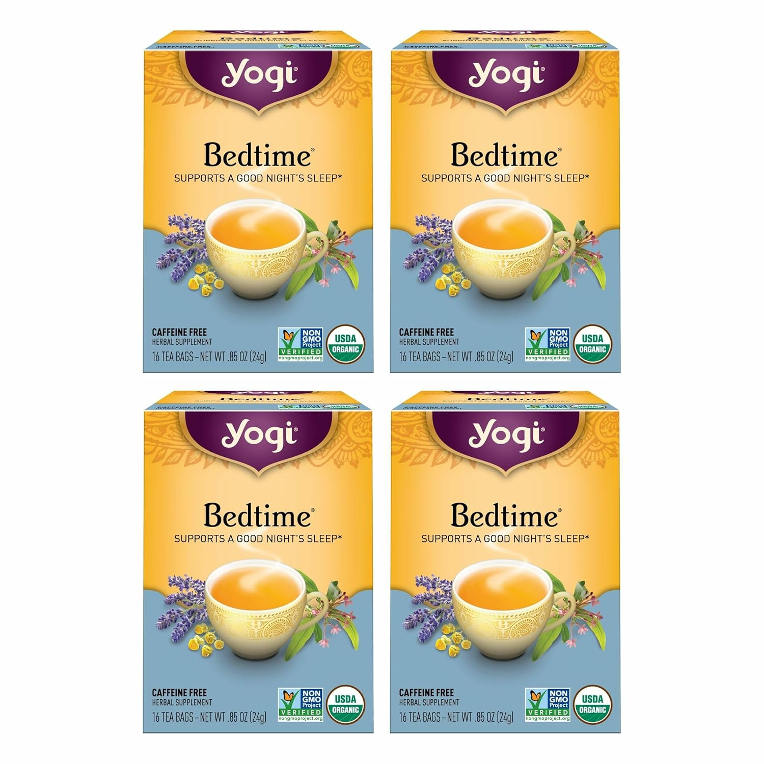 Tea Bedtime Tea – 16 Tea Bags per Pack (4 Packs) – Chamomile & Passionflower Her