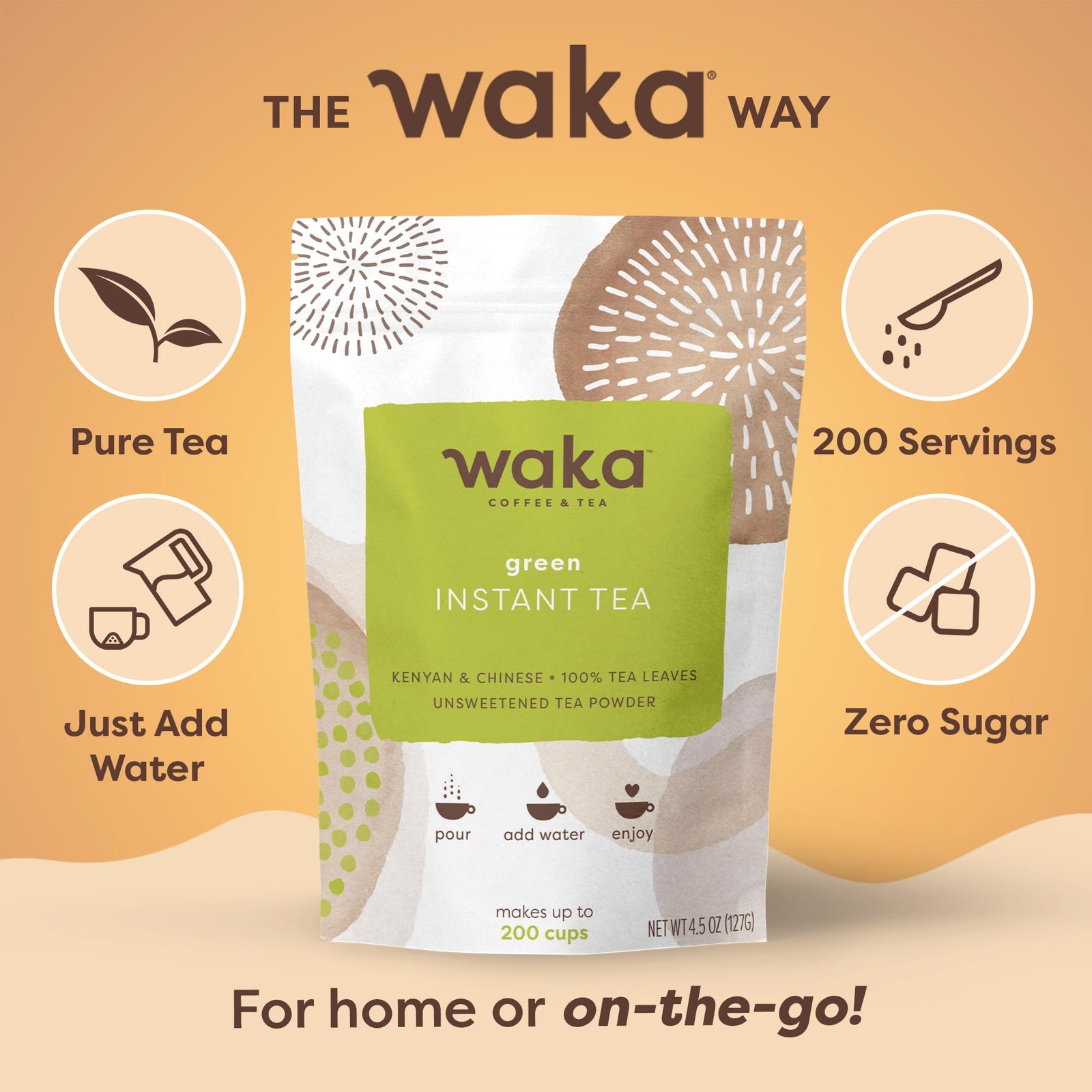 Waka Instant Green Tea Mix, Original – 100% Tea Leaves, No Additives, Unsweet…