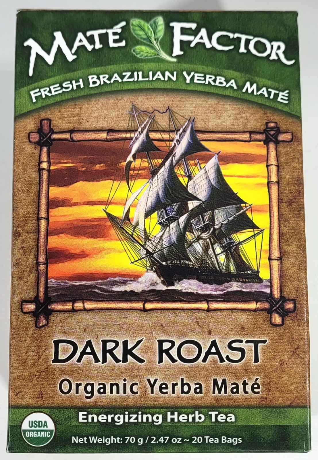 Two Boxes Organic Yerba Mate, Dark Roast, 24 Tea Bags Per Box, 2.476 oz (70 g)