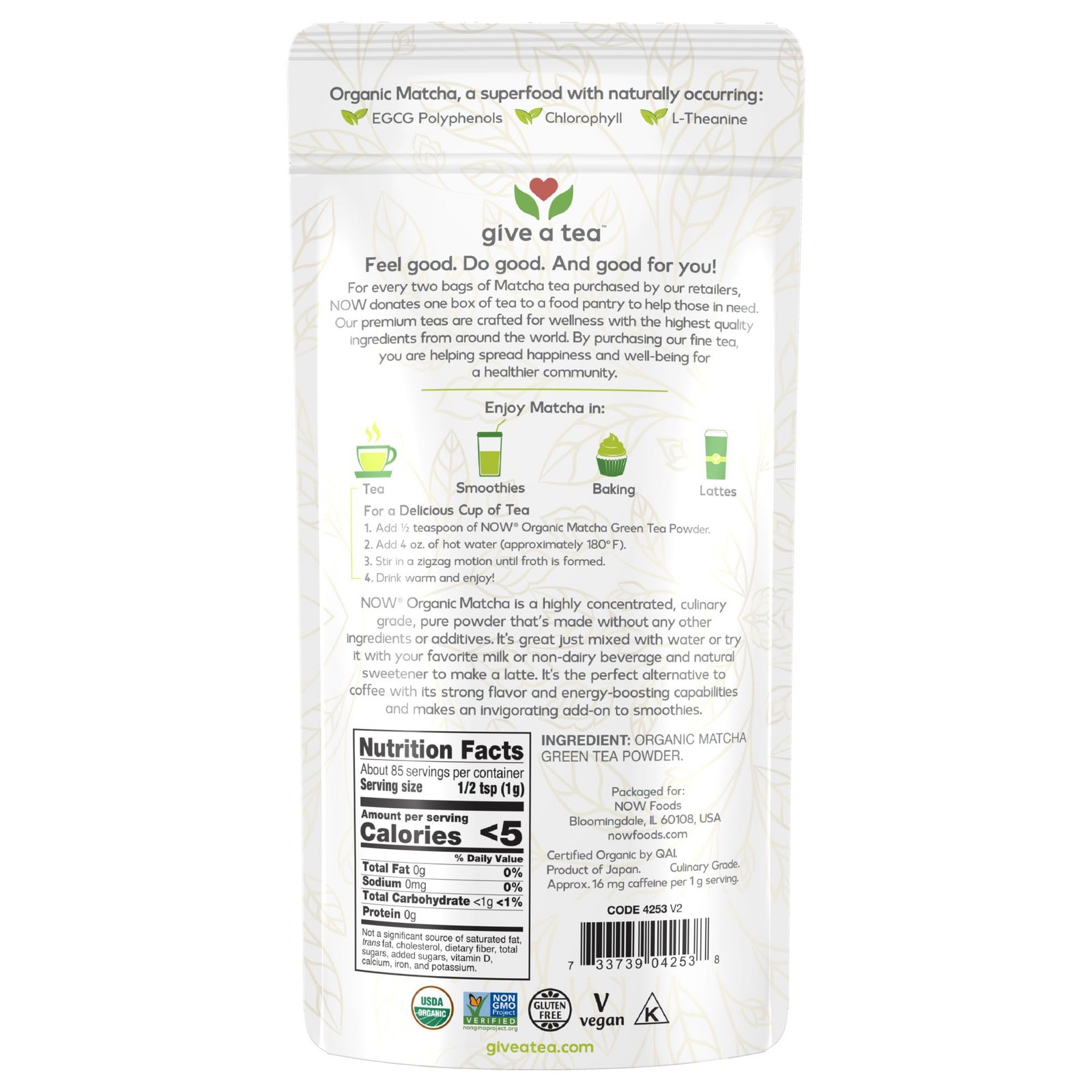 Organic Matcha Green Tea Powder 3 Ounce Culinary Grade Superfood Vegan Friendly