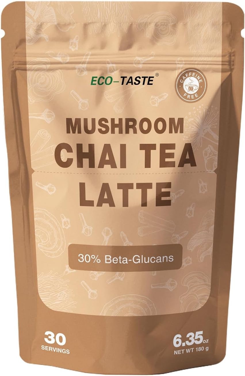 Chai Tea Latte with Mushrooms – 30 Servings, 30% Beta-Glucans – Lion’s Mane, …