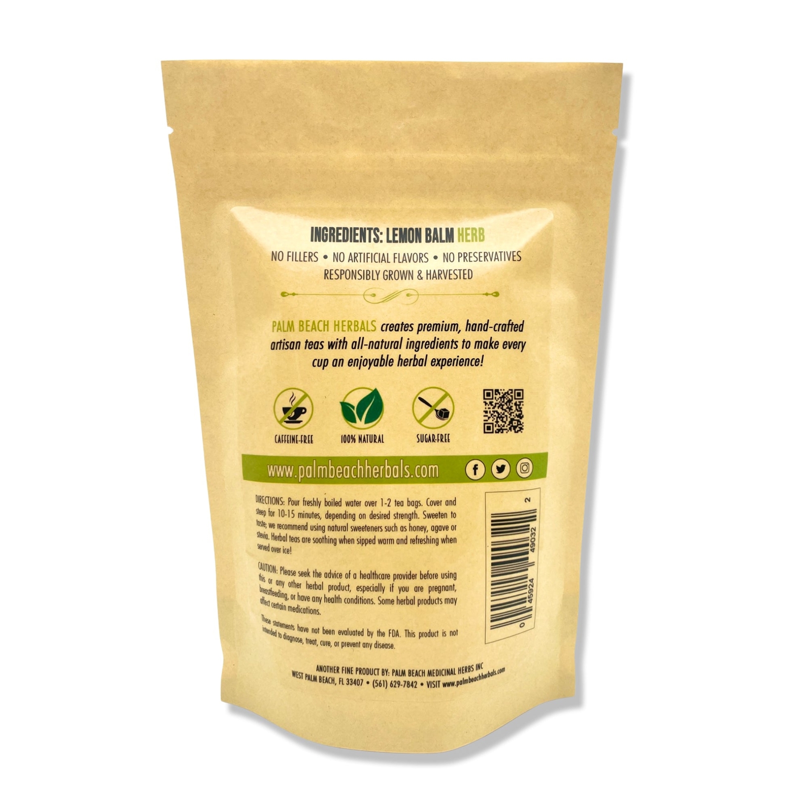 Lemon Balm Tea by Palm Beach Herbals | 30ct, Caffeine-Free
