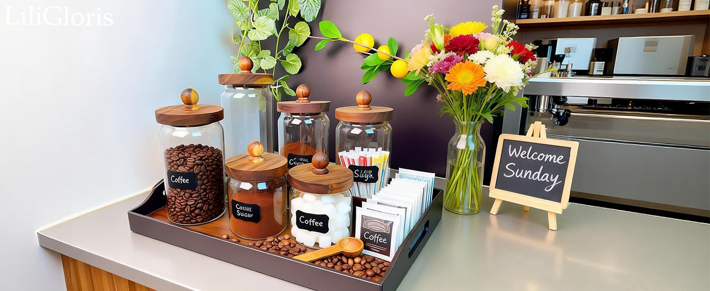 Glass Storage Jars with Wooden Lids – Airtight Containers for Pantry