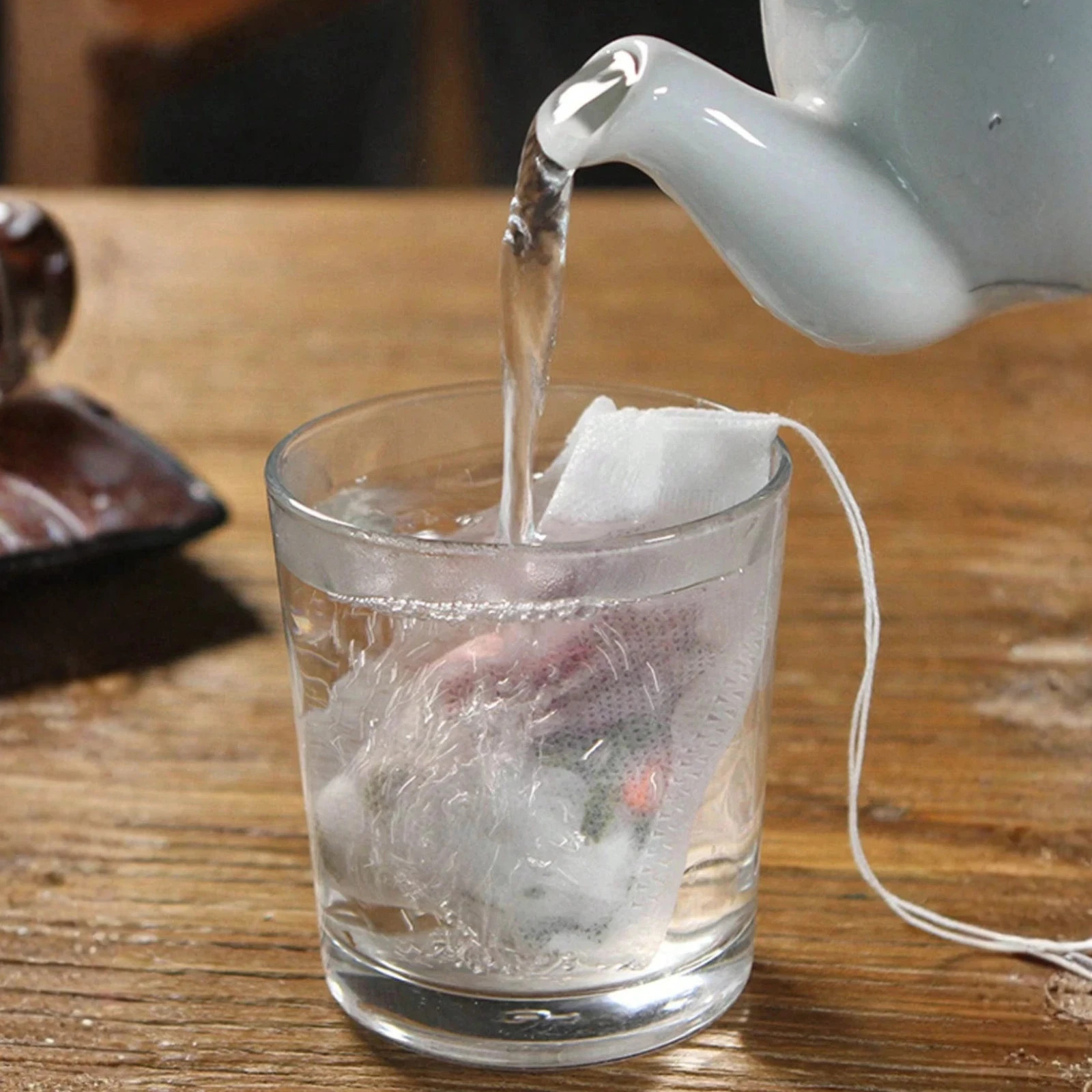 100pcs Disposable Tea Bags Loose Leaf Drawstring Empty Tea Filter Bag Infuser*