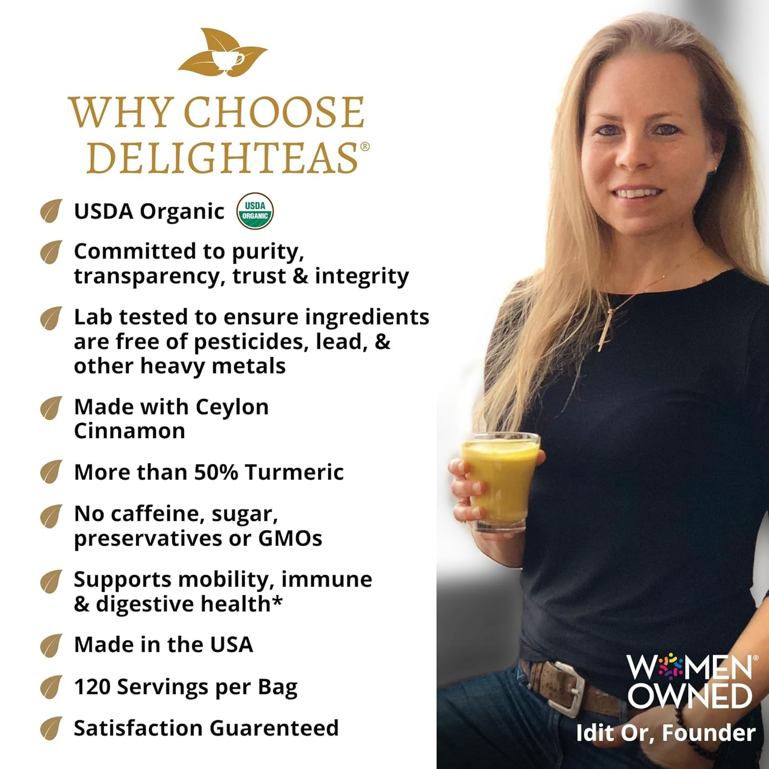 Organic Golden Milk Powder with Turmeric, Ginger, Ceylon Cinnamon | Ayurvedic Sp
