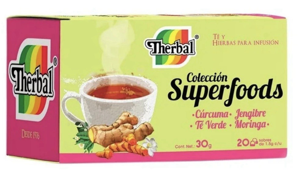Te Superfoods Moringa Curcuma Jengibre Te Verde 40 Tea Bags Natural Therbal