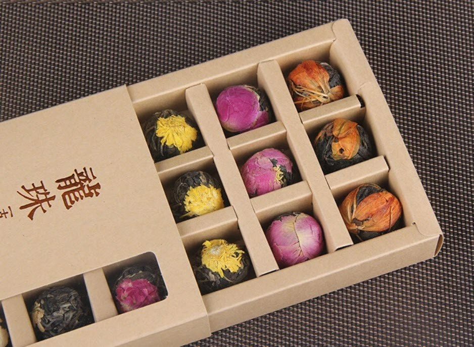 Yunnan Pu’er Scented Tea 120g (18pcs)Dragon Ball Raw Tea Rose Jasmine 6 Flavors