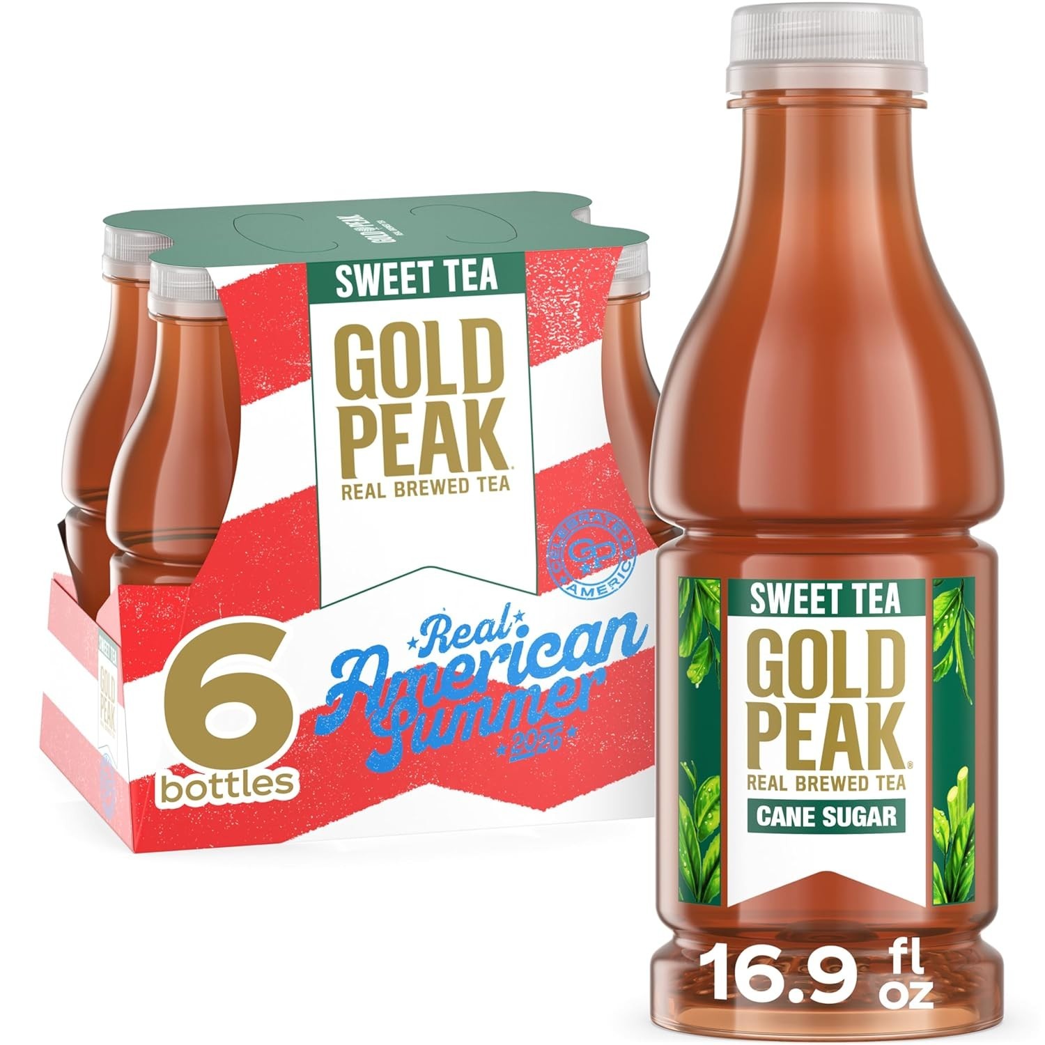 Refreshing Sweet Tea, 16.9 fl oz, 6 Pack – Real Brewed Black Tea with Cane Sugar