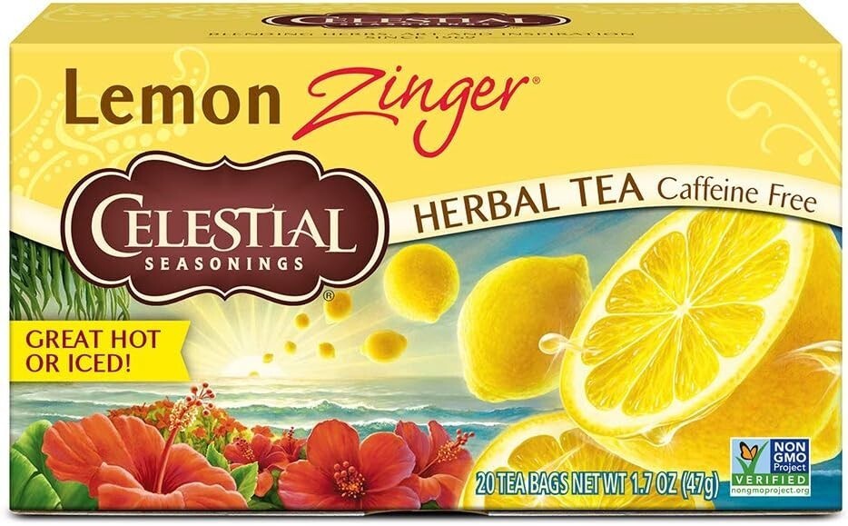 Celestial Seasonings 100% Natural Lemon Zinger Herbal Tea 20 Ct