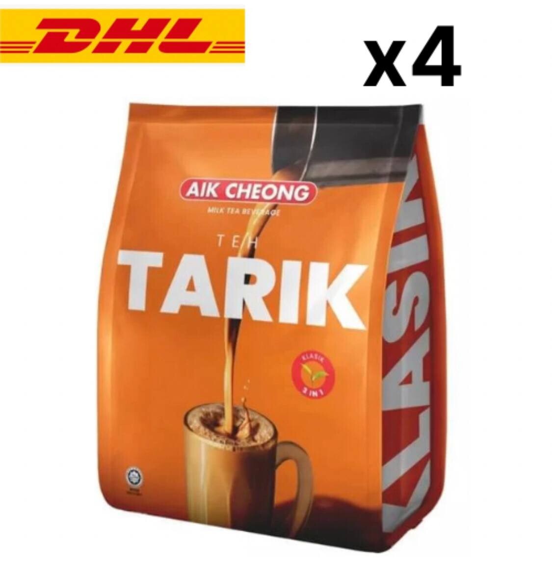 AIK CHEONG Teh Tarik Instant 3in1 Milk Tea Beverage [12 Sachet x 38g] x 4 Packs