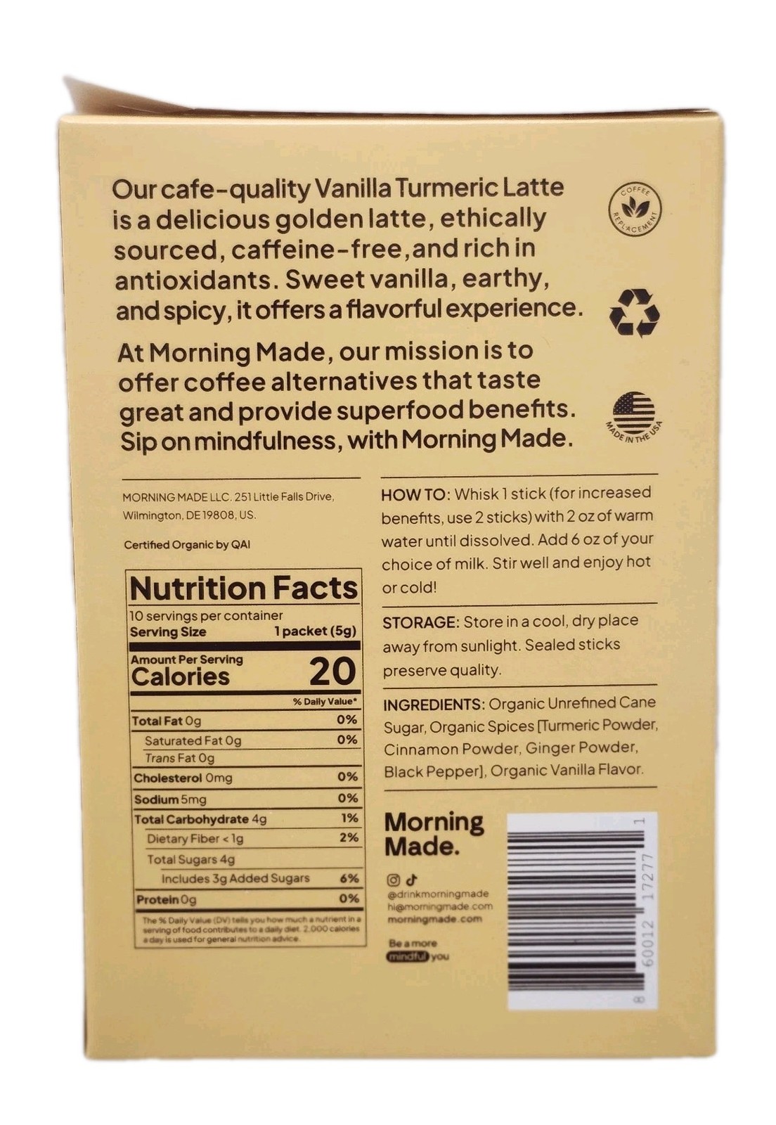 Morning Made Matcha, Turmeric & Chai Latte 10 Serving Organic 3 Pk Tea