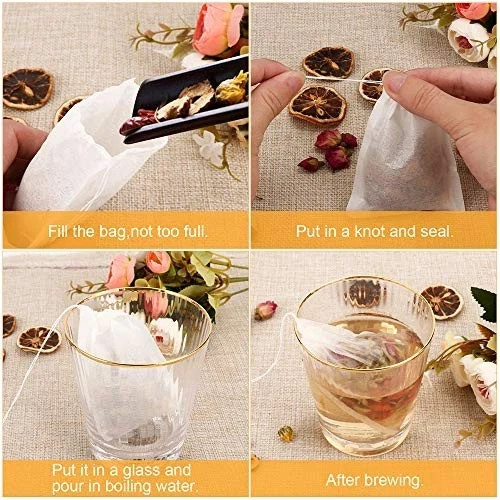 100Pcs Tea Filter Bags, Disposable Tea Bags For Loose Leaf Tea, Drawst