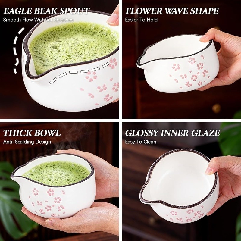 Cherry Blossom Matcha Whisk Set Traditional Tea Kit W/ Accessories Perfect Gift
