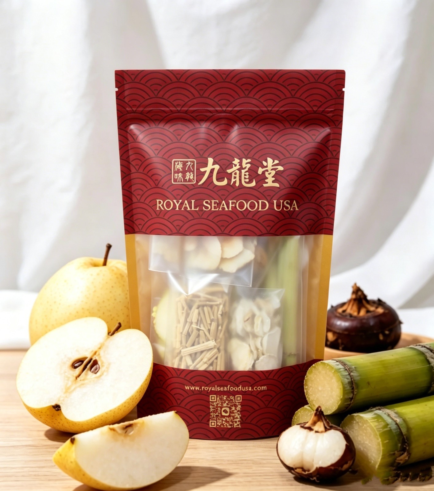 Sugar Cane & Water Chestnut Drink Mix, herbal tea, 1 count 九龍堂 传统广式 白茅根竹蔗马蹄水 解暑
