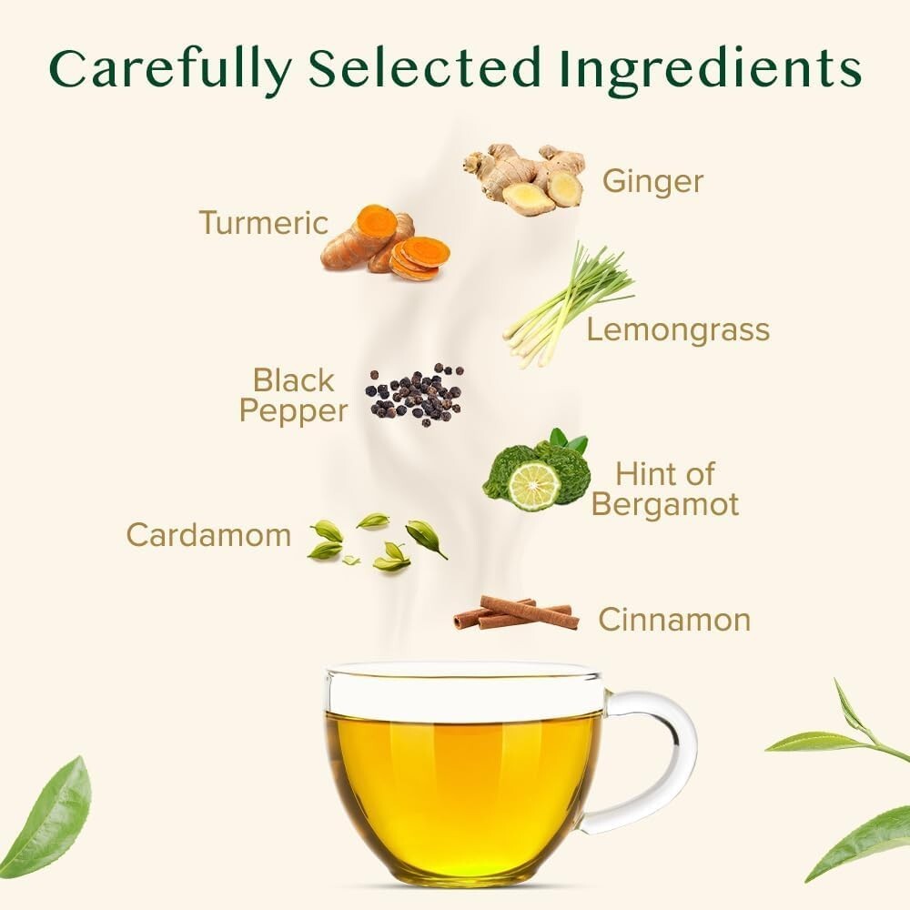 VAHDAM Turmeric Spice Herbal Tea Bags (50 Counts) 100% Pure Herbal Blend