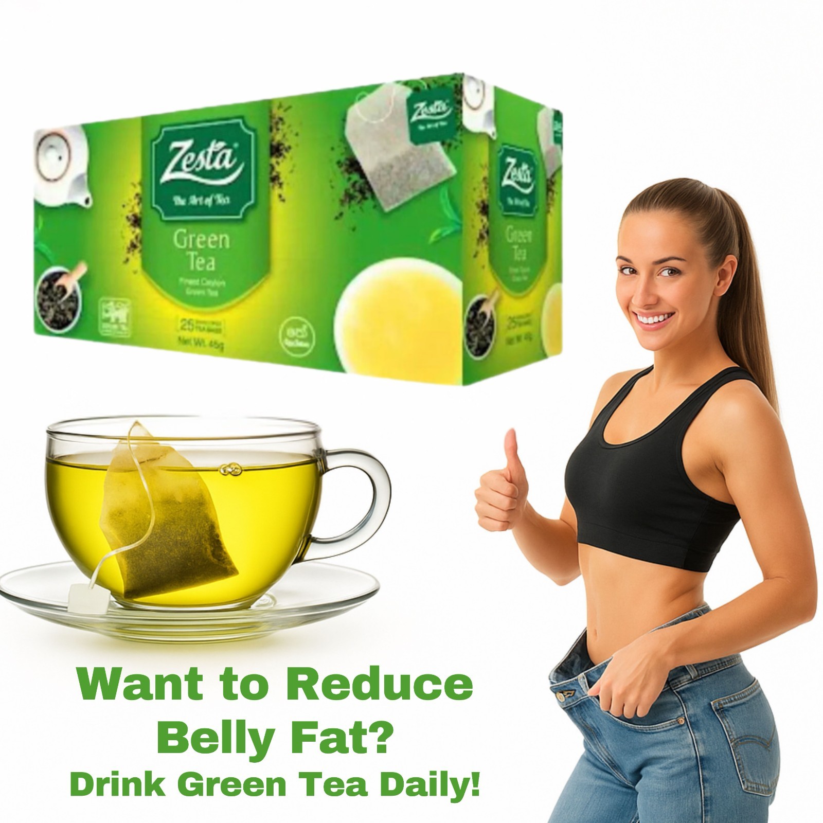 Ceylon Green Tea 25 Tea Bags 37.5g | Herbal Detox & Wellness Tea from Sri Lanka