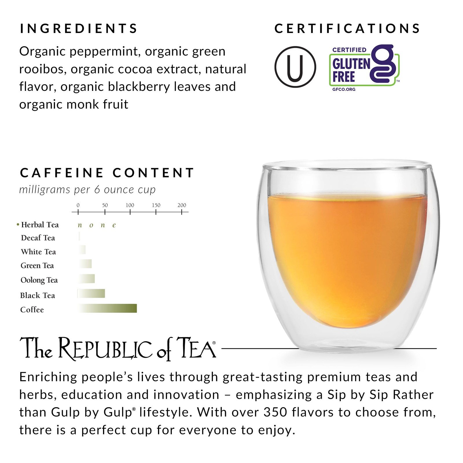The Republic of Tea – Peppermint Bark, Cool Winter Herb Tea, 36 Tea Bags, Caf…
