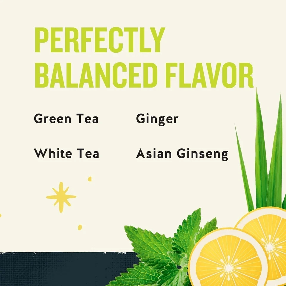 Celestial Seasonings Honey Lemon Ginseng Green Tea, Caffeinated, 20 Tea Bags Box