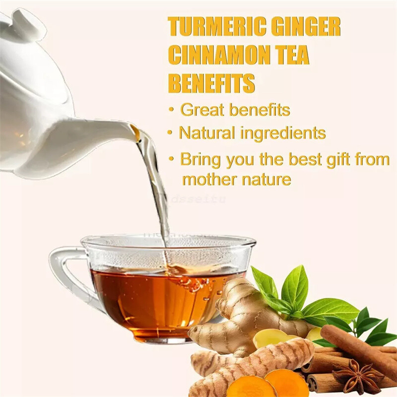 60Bags Turmeric Ginger Cinnamon Tea No Additive Support Brain Weight Sleep-Skin