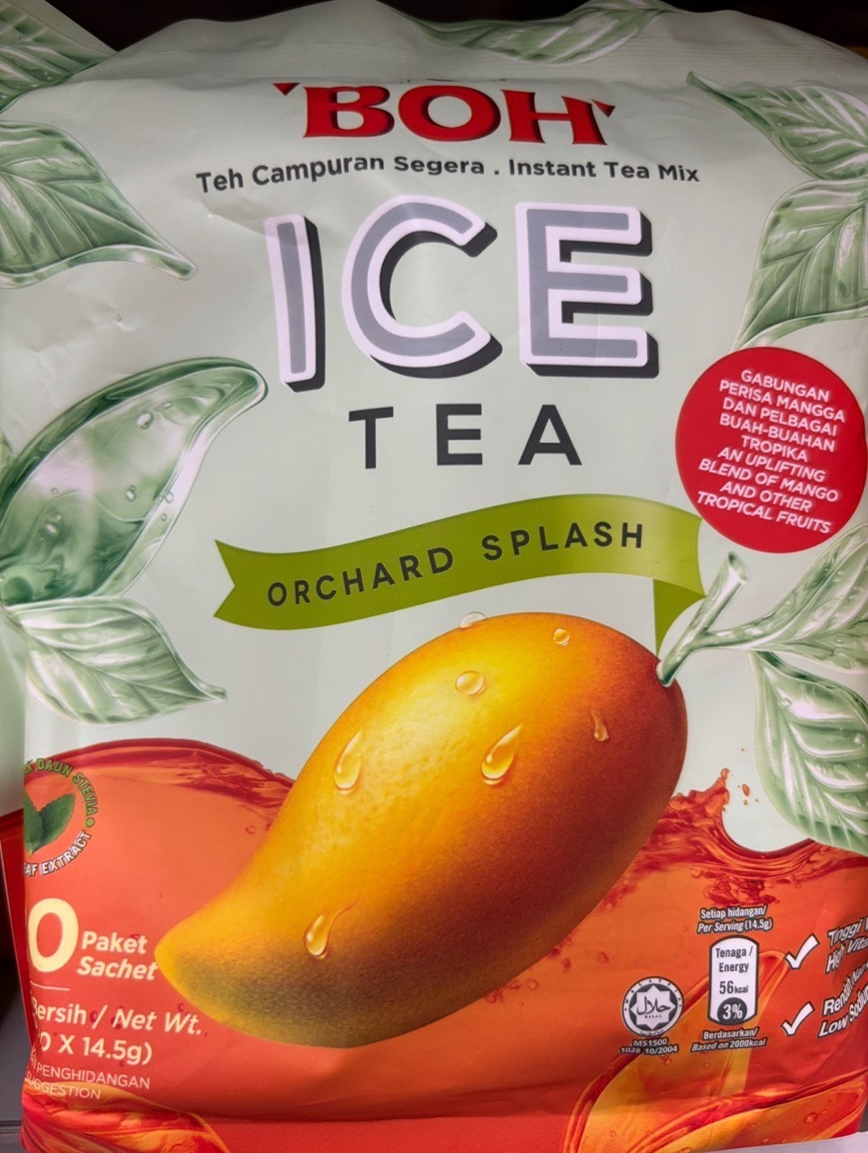 4 x BOH Ice Tea Orchard Splash Mango & Tropical Fruits (14.5g x 20’s )