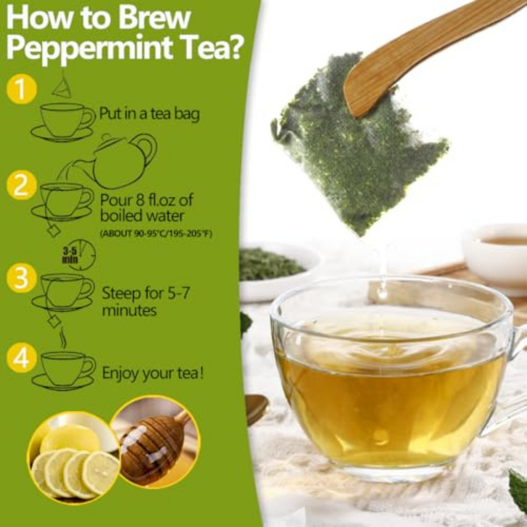 Peppermint Tea Bags, 100 Natural, Caffeine Free – 100 Bags Free Shipping