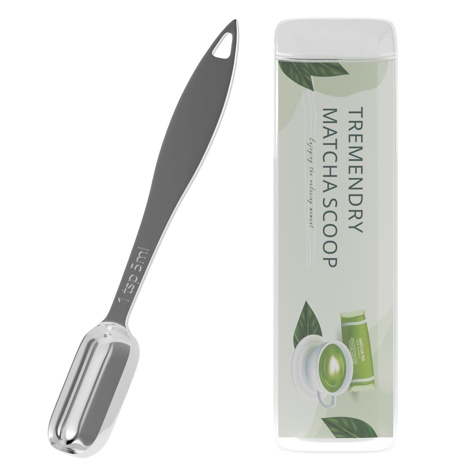 TREMENDRY 2g (1tsp|5ml) Matcha Scoop, Stainless Steel 2g(5ml), Silver