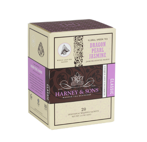 Harney & Sons DRAGON PEARL JASMINE 20 ct box wrapped green tea sachets