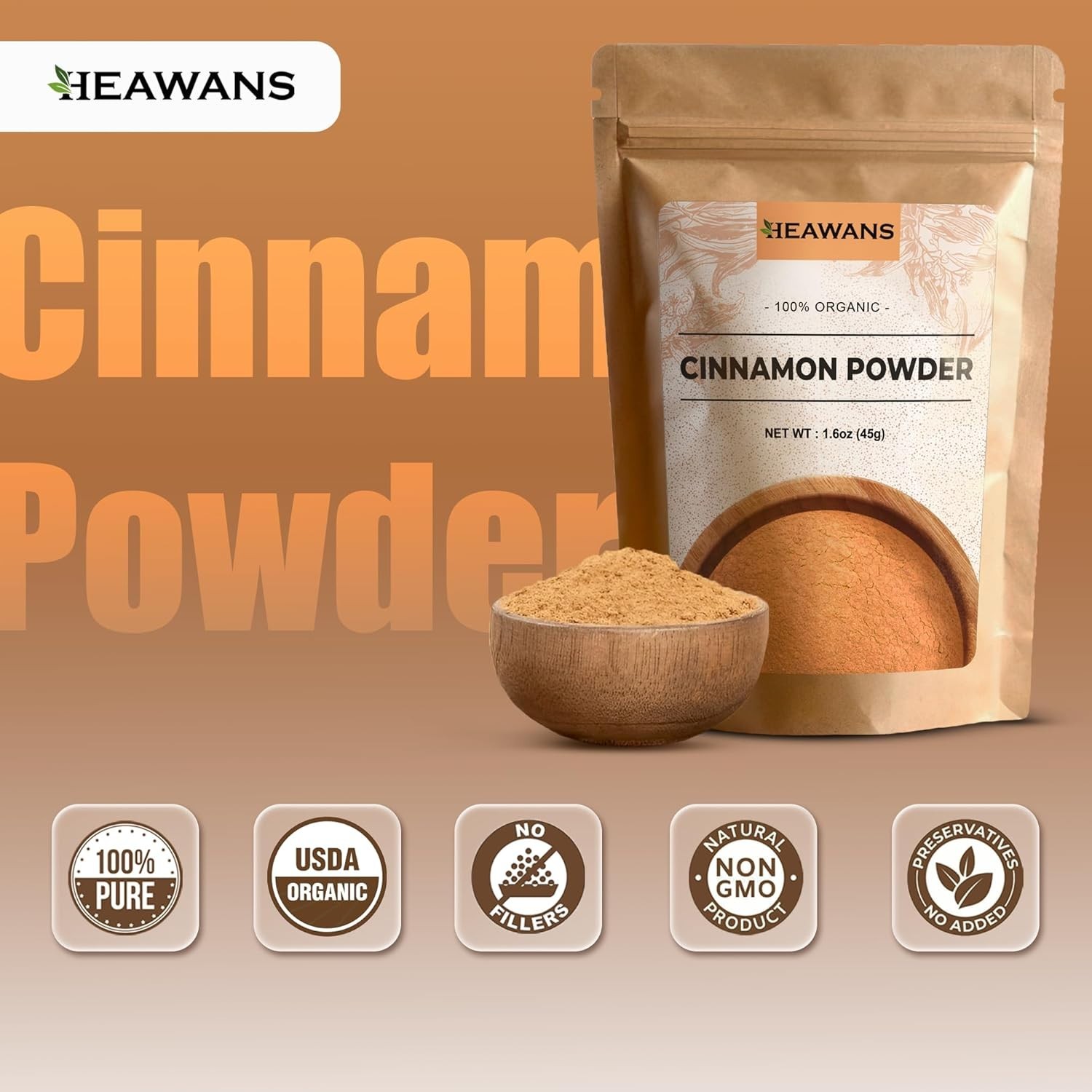 Organic Ceylon Cinnamon Ground Premium (Real or True Cinnamon) Grade Powder from