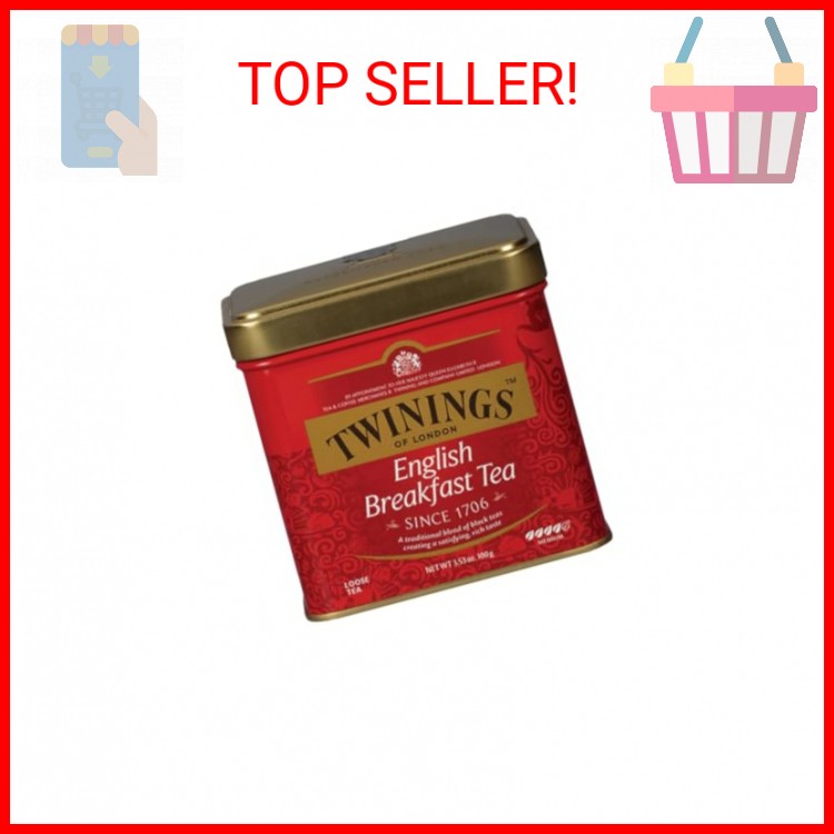 Twinings English Breakfast Loose Tea Tin, 3.53 Ounce Tin (Pack of 1), Smooth, Fl