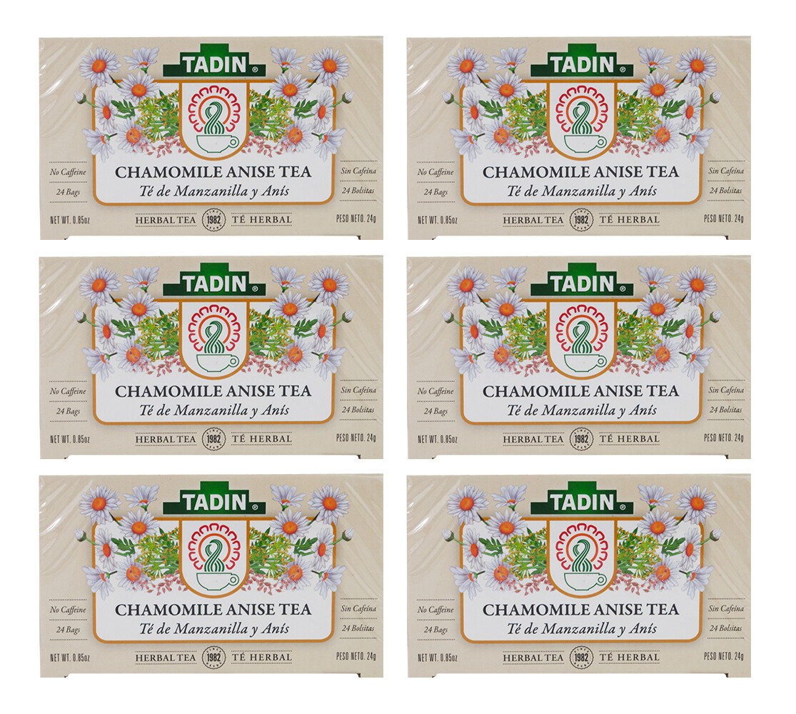 Tadin Chamomile & Anise Tea (Manzanilla & Anis), 24 Bags (6 BOXES) 03/2025