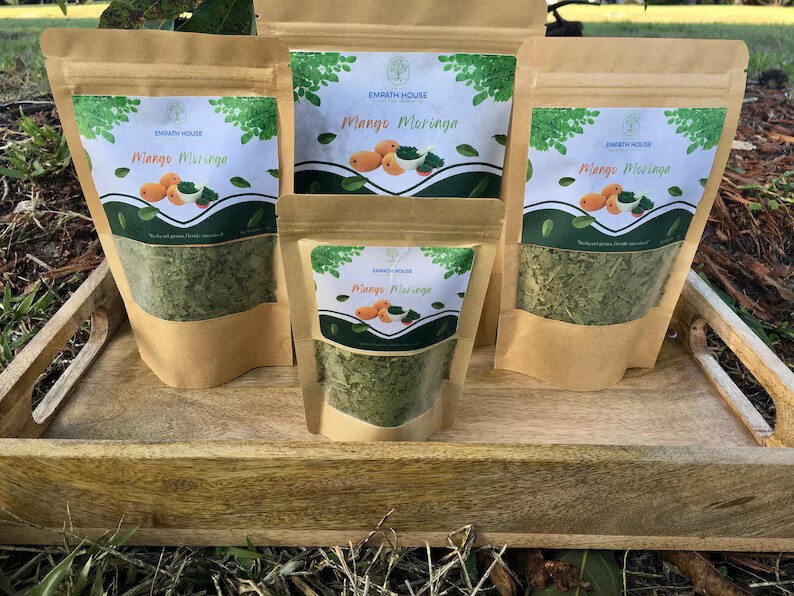 Moringa Leaf & Mango Leaf Herbal Tea 100% Organic Florida Grown USA