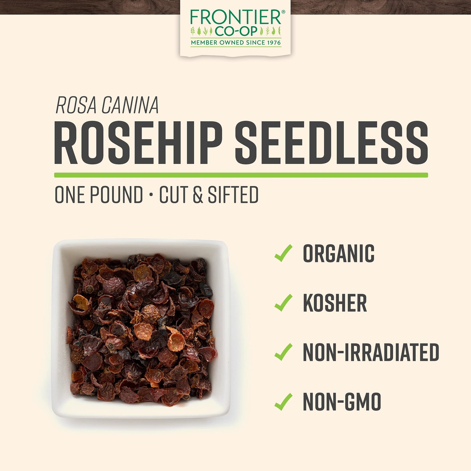 Frontier Co op Organic Seedless Rosehips 16oz Culinary Crafts Herbal Tea