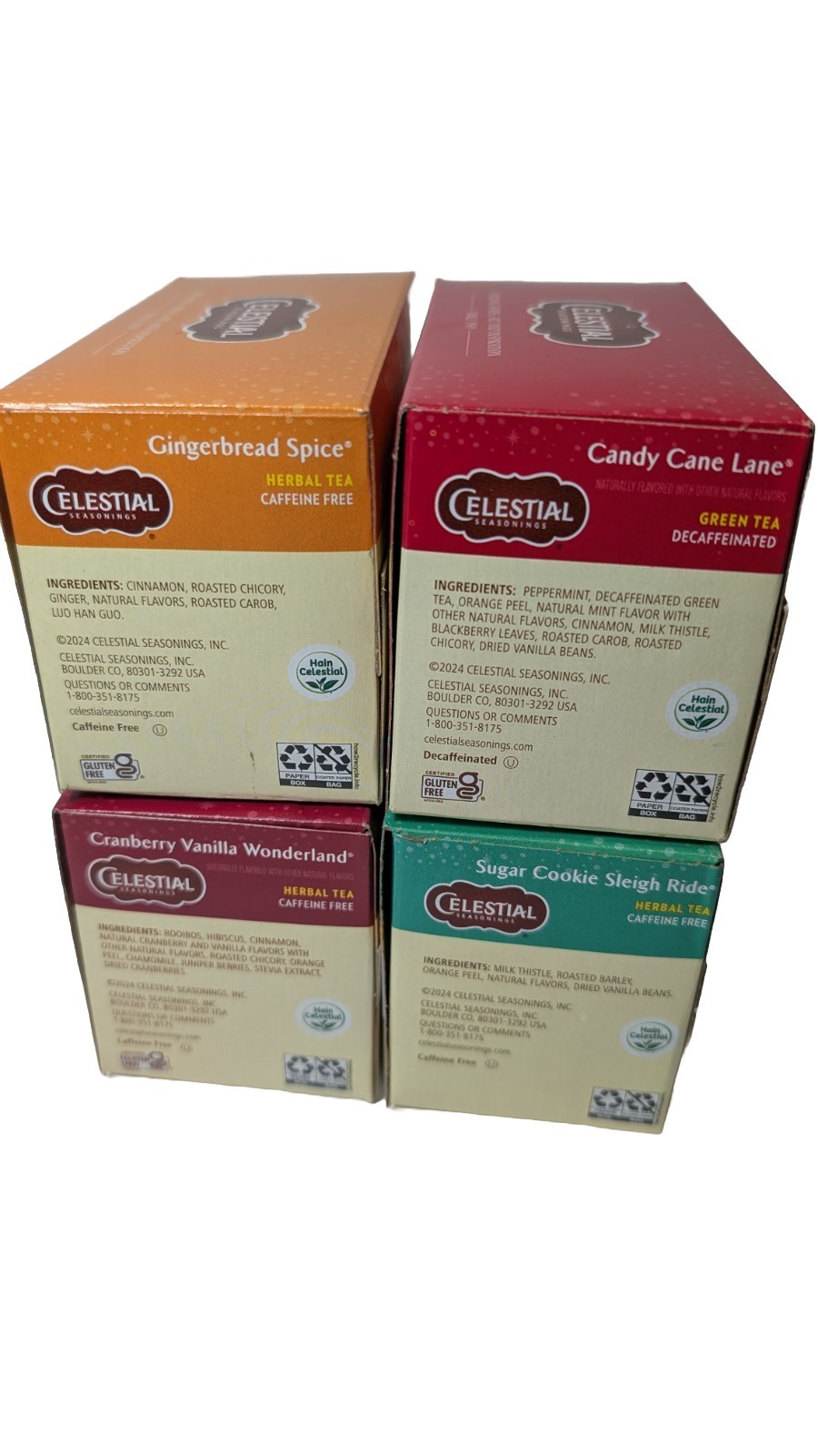 Celestial Seasonings Winter Spice Herbal Tea Collection 72 Bags, 4 Boxes Flavors