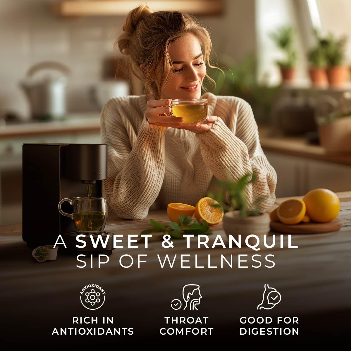 Honey Citrus Mint Herbal Tea Pod 16 Count Decaf Wellness Tea for Body Comfort…
