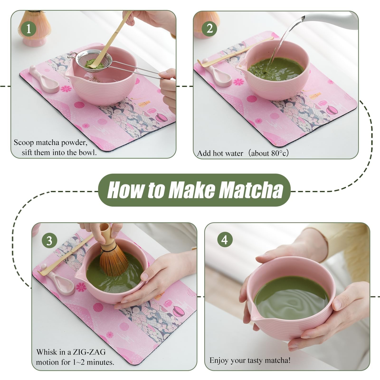 Matcha Whisk Set, 9 pcs Ceramic Matcha Set, Gifts for Women,Matcha Bowl with …
