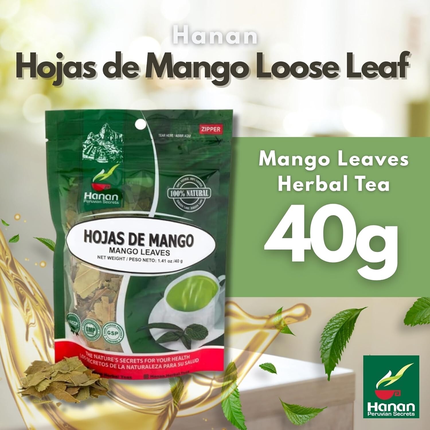 Te de Mango 40g –100% Natural Mango Loose Leaf Tea Natural Herbal Tea from Peru