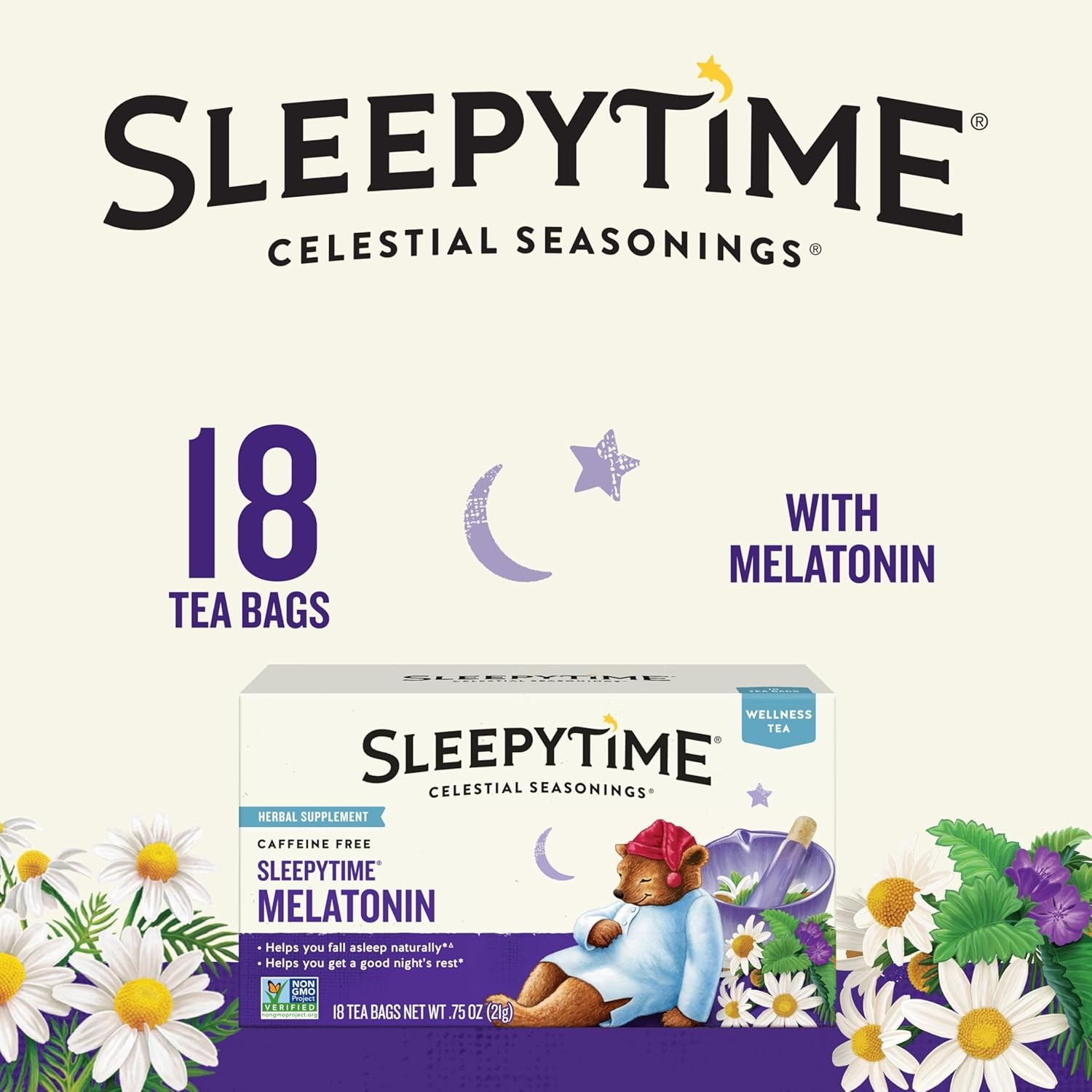 Celestial Seasonings Sleepytime Tea Plus Melatonin, 18 Count (Pack of 1)