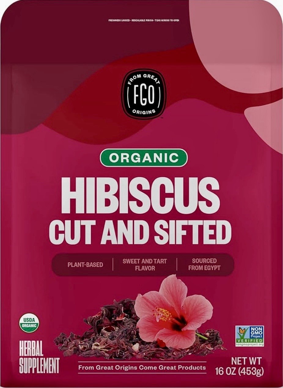 Hibiscus Flowers, Organic Cut and Sifted, 16oz Bulk Resealable Bag, FGO brand
