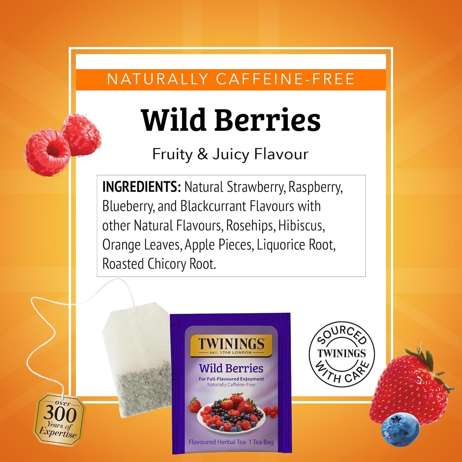 New Twinings Herbal Wild Berries Bagged Tea, 20 Count | Free Shipping Worldwide