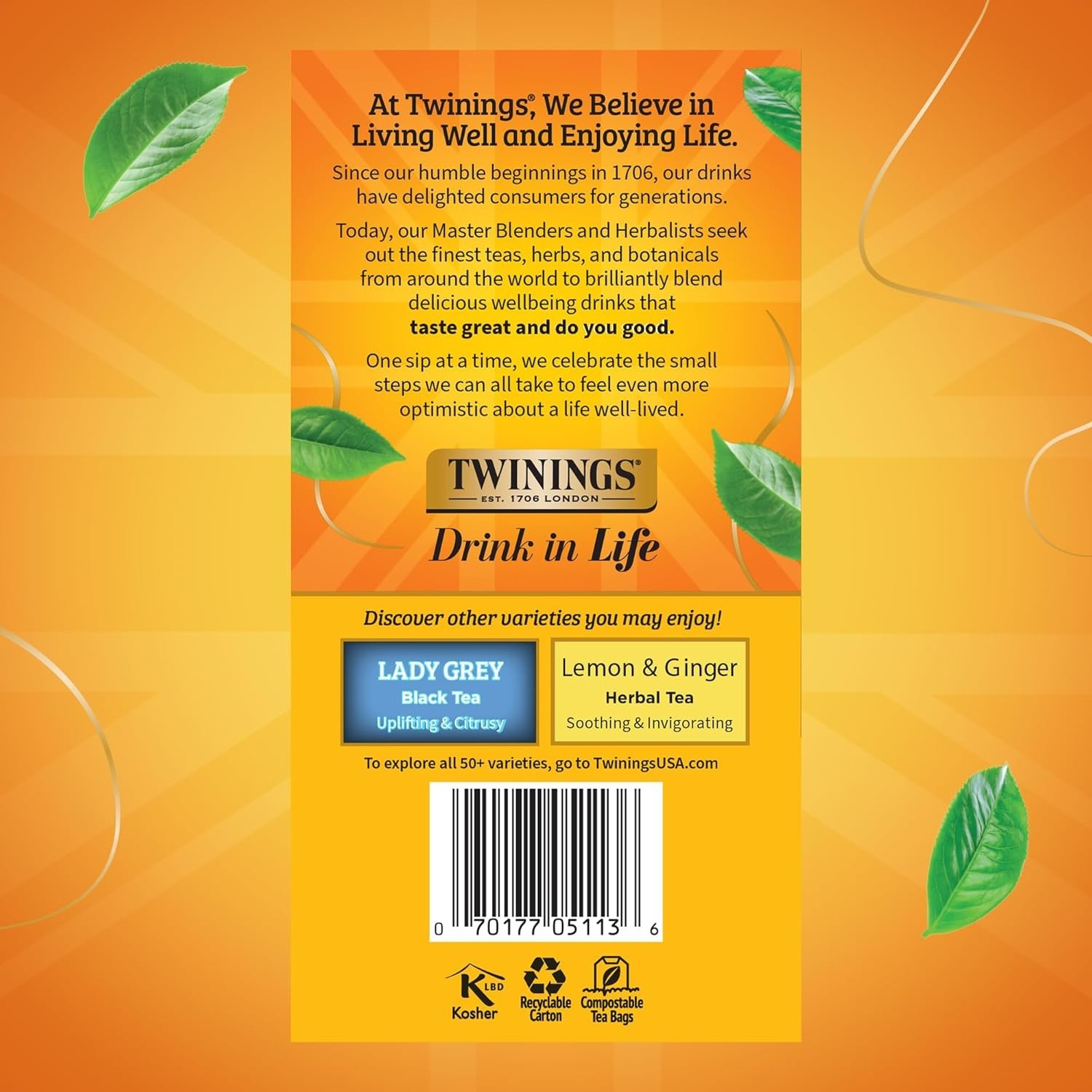 Elegant Earl Grey Black Tea – 50 Count Packs of 6, Infused with Bergamot Flavor