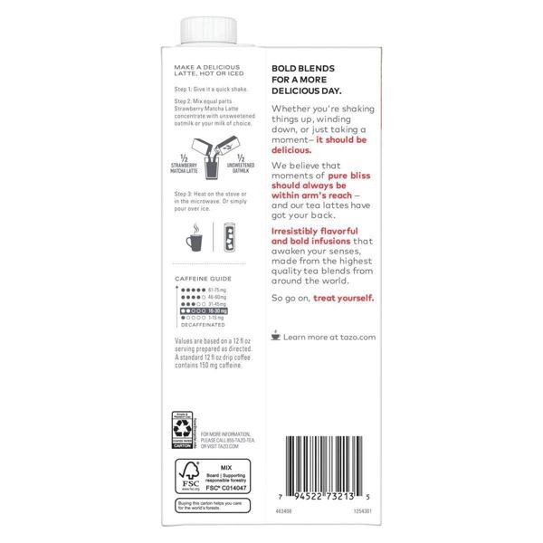 Tazo Strawberry Matcha Latte Sweetened Green Tea Concentrate – 32 fl oz